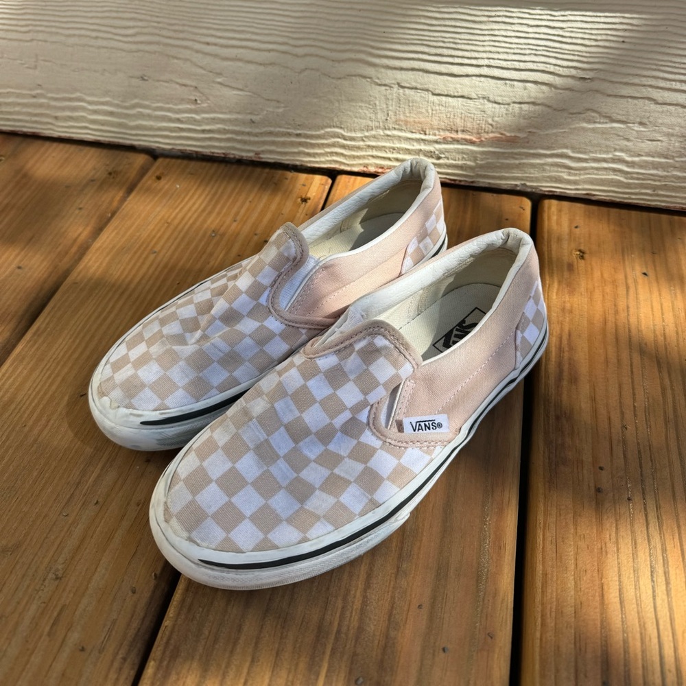 Vans Kids Slip-On Sneakers - Light Pink and White Checkered